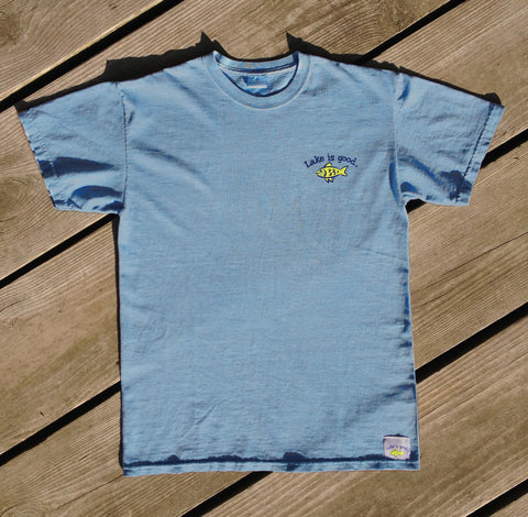 Lake is Good Light Teal Blue with Fish - Men's Short Sleeve